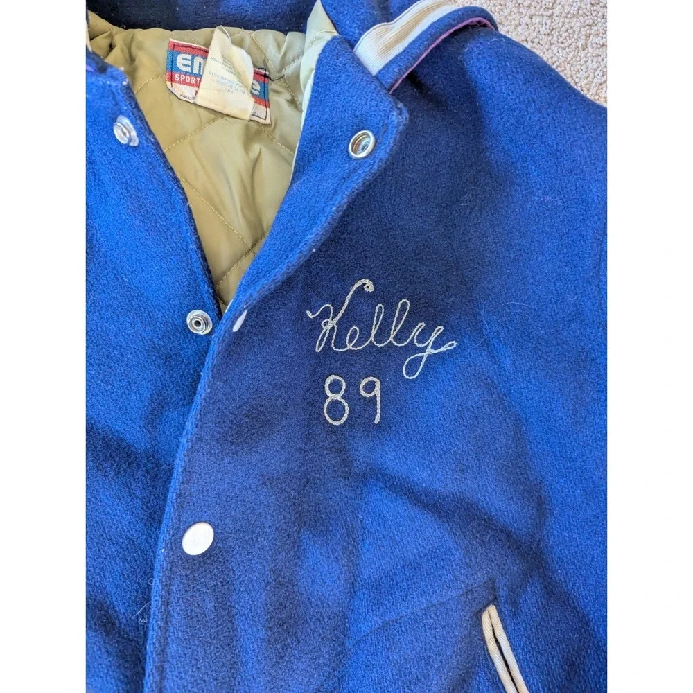 Letterman Jacket Blue & White‎ Vintage Wool Size M Ellwood City Lincoln High - Picture 6 of 8